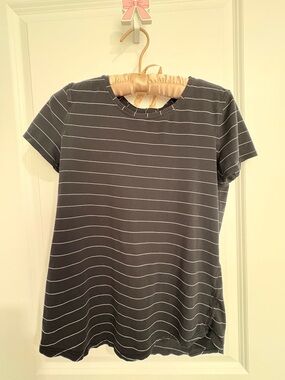 Lululemon Women’s S Striped Crewneck Short Sleeve Tee - Black/White